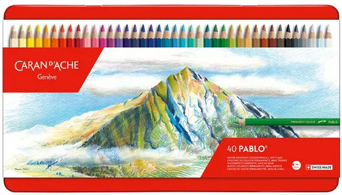 CARAN D'ACHE Buntstifte PABLO 40er Metalletui - Schreibutensilien, hochwertige Buntstifte im praktischen Metalletui, ideal für kreative Projekte und professionelle Anwendungen.