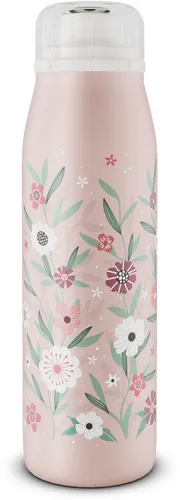 alfi Isolier-Trinkflasche KIDS ISO BOTTLE 0,5 l flowers - Isolier-Trinkflasche für Kinder, doppelwandiger Edelstahl, hält Getränke lange kalt oder warm – perfekt für Ausflüge und Schule!