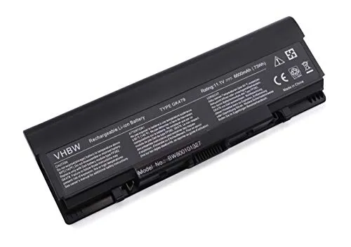 vhbw Akku kompatibel mit Dell Inspiron 1720, 1721, 1520, 1521 Notebook (6600 mAh, 11,1 V, Li-Ion)