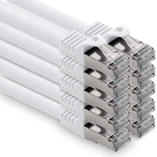 1CONN 0,5m - weiss - 10 Stück CAT.7 Computer Ethernet Kabel Netzwerkkabel (Rohkabel) Patchkabel S-FTP LSZH PIMF 10GB s RJ45 Stecker Cat6a
