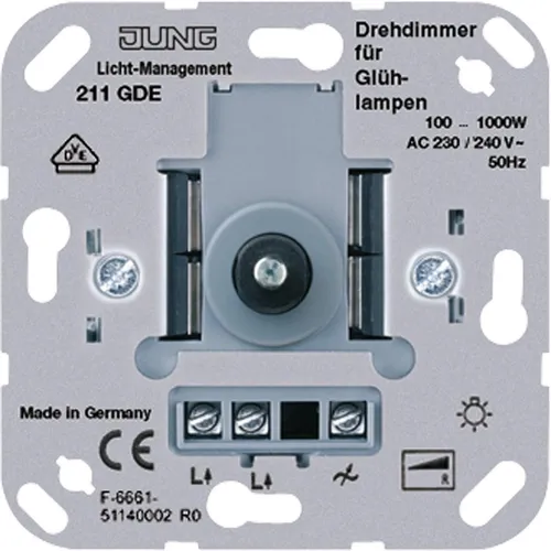 Jung 211GDE Drehdimmer mit Funkempfänger - Smart Home Drehdimmer mit Funkempfänger, flexible Gestaltung und hochwertige Materialien für langlebige Nutzung.
