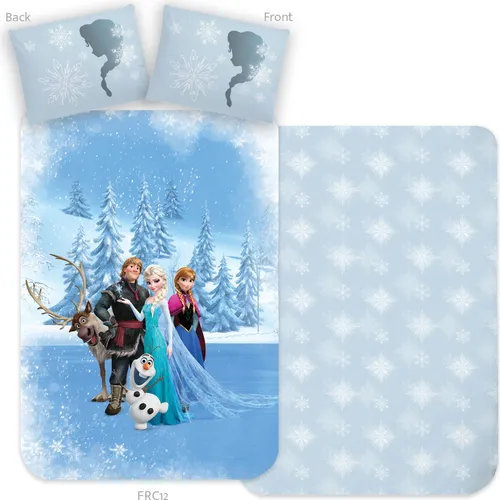 Carbotex Frozen Eiskönigin Anna & Elsa Wendebettwäsche 135x200 cm - Bettwaren-Set für Kinder, wendbar mit zauberhaftem Frozen Design, ideal für kleine Fans der Eiskönigin.