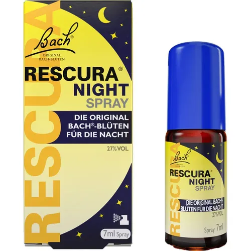 Bachblüten Original Rescura Night Spray mit Alkohol - Arzneimittel gegen Schlaflosigkeit, unterstützt ein ruhiges Einschlafen mit einer bewährten Bachblütenmischung und ist ideal für Reisen.
