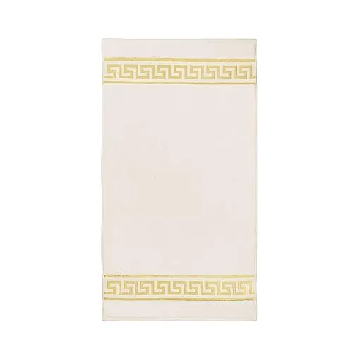 Elegante Badematte mit Mäander Muster, 50x90 cm - Badematten & Badteppiche: Hochwertige, rutschfeste Duschmatte aus 100% Baumwolle, waschbar und ideal für empfindliche Haut – verleiht Ihrem Badezimmer einen Hauch von Luxus.