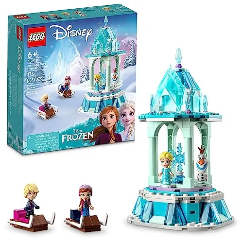 LEGO Disney Die Eiskönigin Anna und Elsas magisches Karussell 43218 Eispalast Bauspielzeug Set mit Disney Prinzessin Elsa, Anna und Olaf, tolles Geburtstagsgeschenk für 6-Jährige