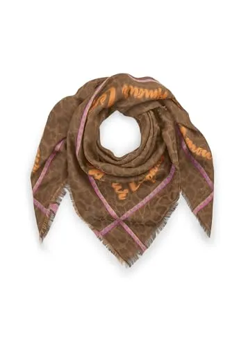 Codello Schal JACQUARD SQUARE COTTON MIX LEO QUOT braun - Schals & Tücher, 110x110 cm großer Schal aus Baumwollmischung mit stylischem Leo-Design, ideal für einen modischen Look