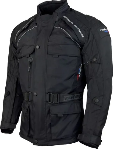 Roleff RO780 Motorradjacke – Schwarz, wasserdicht & atmungsaktiv - Motorradjacke aus abriebfestem Kodrastoff 500D, ideal für sicheres Fahren bei jedem Wetter. Mit herausnehmbarem Thermofutter und individuellen Protektorentaschen für optimalen Schutz.
