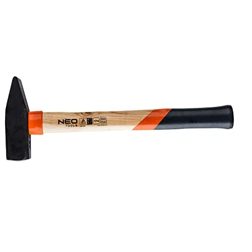 NEO TOOLS Schlosserhammer 1 Stück, Eschestiel, 1000 g Kopfgewicht | Geschmiedeter und Gehärtet Hammerkopf, Holzstiel