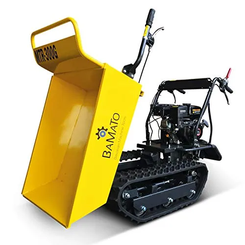 BAMATO Mini Raupendumper MTR-300G | Zuladung: bis 300 kg | 6,5 PS Leistung | 6 Vorwärts- und 2 Rückwärtsgänge | Manuelle Entladung | Minidumper