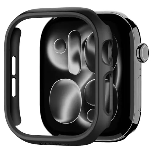Spigen Thin Fit Hülle für Apple Watch 12 46mm | Robuste Polycarbonat-Hülle mit stoßfestem Schutz und schlankem Design für 2026er Modelle - Schwarz