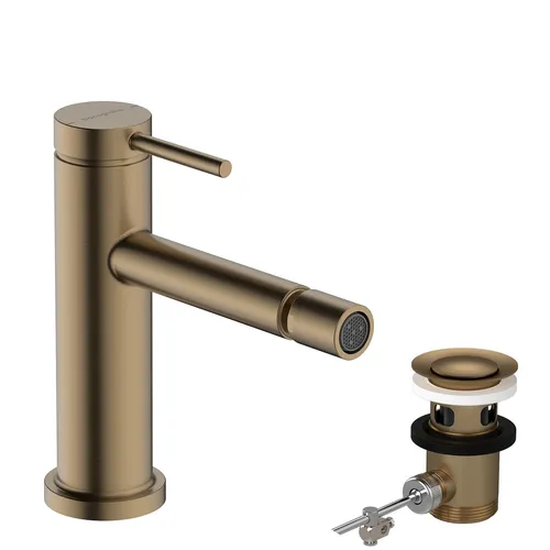 hansgrohe Tecturis S Bidetarmatur mit Zugstange - Bidet-Armaturen mit elegantem Design und komfortabler Zugstangen-Ablaufgarnitur für eine einfache Nutzung. Hochwertige Verarbeitung in Brushed Bronze für ein warmes Ambiente.