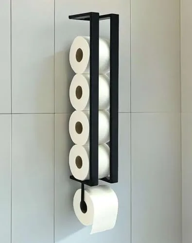 DanDiBo Toiletten-Ersatzrollenhalter Schwarz - Eleganter Toilettenpapierhalter aus Metall, ideal für moderne Bäder und bietet praktischen Stauraum für Ersatzrollen.