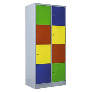 STEELBOXX Schließfachschrank 8 Fächer - Lichtgrau/Bunt - Robuster Schließfachschrank mit 8 Fächern, ideal für Umkleiden und Pausenräume. Langlebige Stahlkonstruktion, komplett verschweißt und ohne Montage. Perfekt für Schulen, Fitnessstudios und Werkstätten.