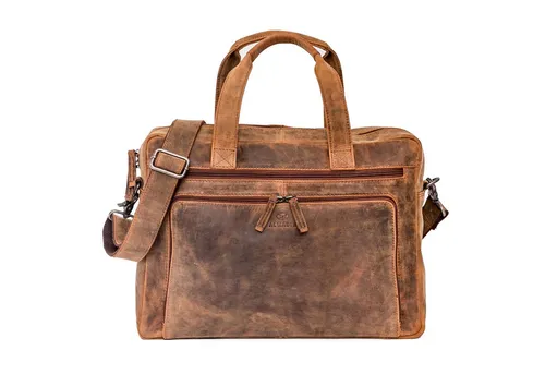 ALMADIH Leder Businesstasche BRUNO 15 Zoll Braun Vintage in braun von Almadih