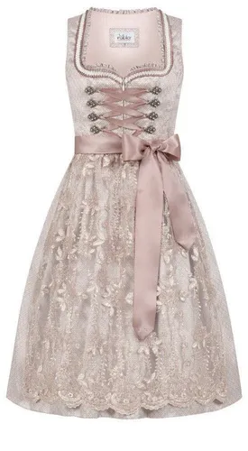 Nübler Damen Dirndl Tessa I Größe 50 - Elegantes Midi-Dirndl mit passender Schürze - Elegantes Midi-Dirndl mit Rocklänge 65 cm und dekorierter Netzschürze. Das moderne Design kombiniert feminine Details mit angenehmem Tragekomfort – ideal für Feste und Trachtenanlässe.