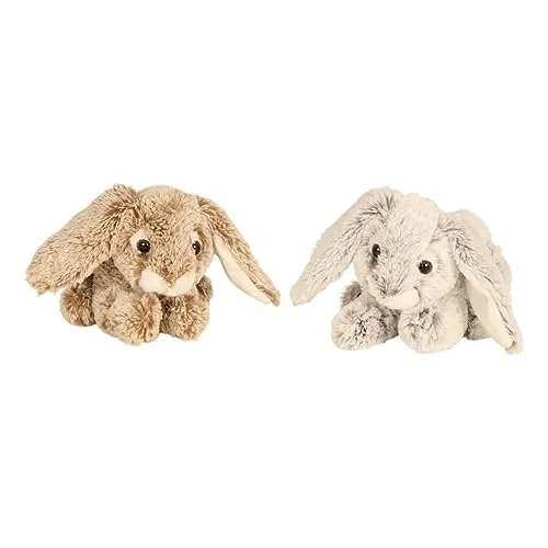 Geschenkestadl Kaninchen Kuscheltier Hase 23 cm Grau und Braun Plüschtier Stofftier Plüsch Hasen (2 Stück)