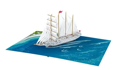 ASVP Shop 3D Pop Up Karte - Segelschiff auf dem offenen Meer - Perfekt für Vatertag, Geburtstage oder nautische Enthusiasten