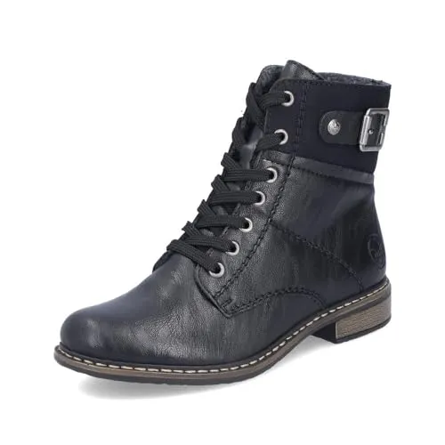 Rieker Damen Schnürstiefeletten 71242, Frauen Stiefeletten,schnürboots,reißverschluss,Boots,Stiefel,Bootee,Booties,schwarz (00),40 EU / 6.5 UK