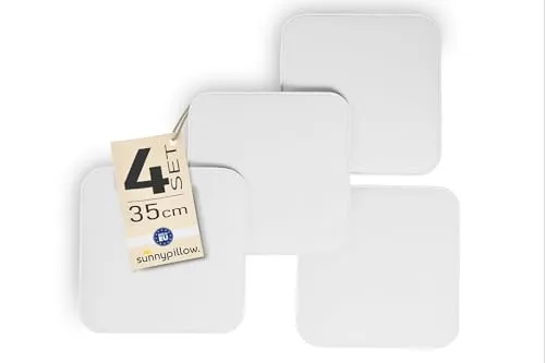 sunnypillow 4er Set Sitzkissen Filz Stuhlkissen quadratisch 35 x 35 cm - gemütliche Filzkissen für Bank und Stuhl in Haus und Garten - Indoor/Outdoor - Polster Stuhlauflage, Sitzauflage - Kissen Weiß