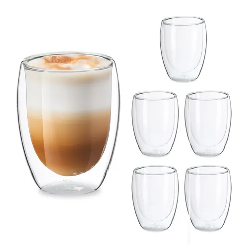 Latte Macchiato Gläser Set, doppelwandig - Gläser & Glaswaren, 6er Set aus doppelwandigem Glas für optimale Isolierung und stilvolles Servieren von Heißgetränken.