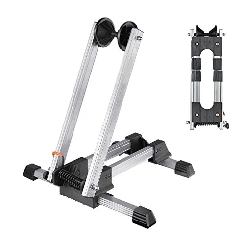 Jolitac Alu Fahrradständer Hinterradständer Fahrradhalter Fahrrad Halterung Ständer Ausstellungsständer Fahrradparksystem Boden (Silber)