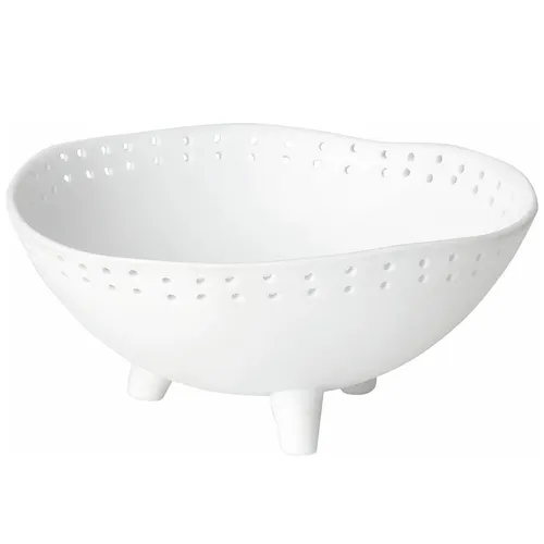 Schale aus Porzellan mit drei Füßen und Lochstanzungen von räder design