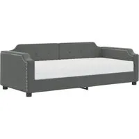 vidaXL Tagesbett mit Matratze Dunkelgrau 100x200 cm - Vielseitiges 2-in-1-Tagesbett: Sofa und Bett in einem, ideal für Gäste. Inklusive bequemer Schaumstoffmatratze für optimalen Schlafkomfort.