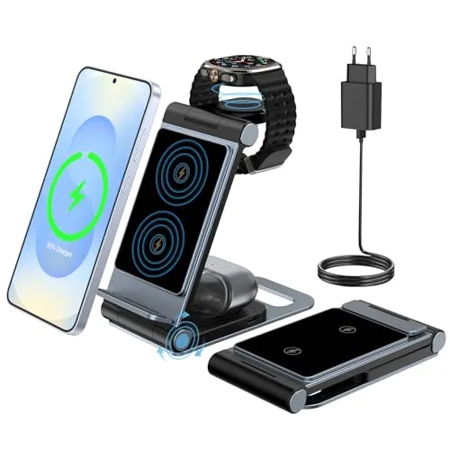 in 1 Induktive Ladestation für Samsung Galaxy S/Z/Note Serie Faltbar | für Galaxy S26/S25/S24/S23/S22/S21/S20 Series Note/Z Flip/Z Fold 8/7/6/5/4/3 Galaxy Watch 8/7/6/5/4 Series Galaxy Buds 3