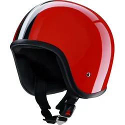 Redbike RB-680/RB-681 Jethelm - Rot/Schwarz/Weiß - XL - Motorradhelm im Retro-Design aus Fiberglas mit Textil-Innenfutter und integrierter Brillenschlaufe, ideal für stilbewusste Fahrer.