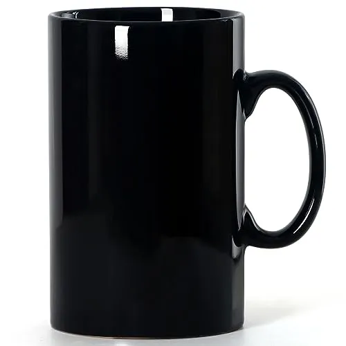 Smilatte 850ml Extra große Keramik Kaffeetasse, M017 Classic Porzellan Boss Super Grosse Tasse Big Teetasse mit Griff für Büro und Zuhause, Schwarz