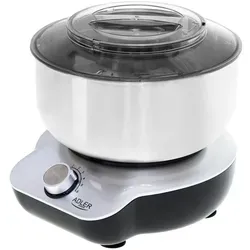 JUNG ADLER AD4222 Küchenmaschine, Knetmaschine, 1200W, Edelstahl Gehäuse & Schüssel 4 L, 6 Stufen, Rührmaschine mit Knethaken, Rührbesen, Schl... - Weiß/Silber