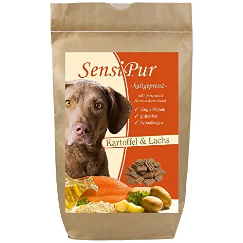 SensiPur Hundefutter Kartoffel & Lachs (Hypoallergen) 12 Kg - Hypoallergenes Hundefutter mit kaltgepresstem single Protein und glutenfreien Zutaten, ideal für empfindliche Hunde.