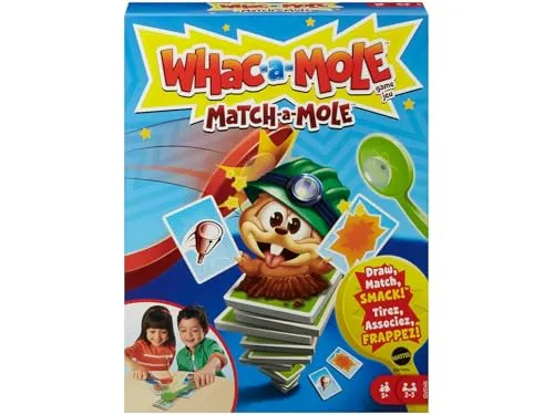 Mattel Games GVD46 - Hau den Maulwurf! Kartenklatsche Kartenspiel für Kinder mit Maulwurfsklatschen, für 2 bis 3 Spieler ab 5 Jahren