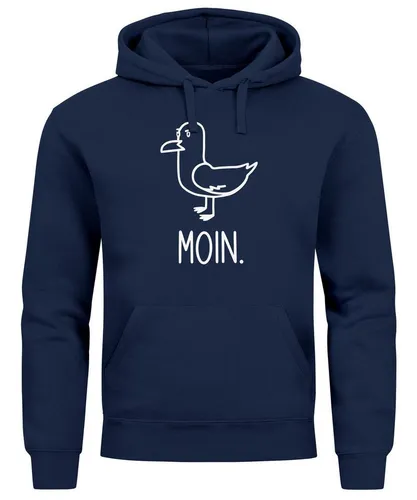 MoonWorks Hoodie Herren Moin Möwe XL - Herren-Sweatshirt in navy mit coolem Frontprint, perfekt als Geschenk für Nordlichter und bequem für jeden Anlass.