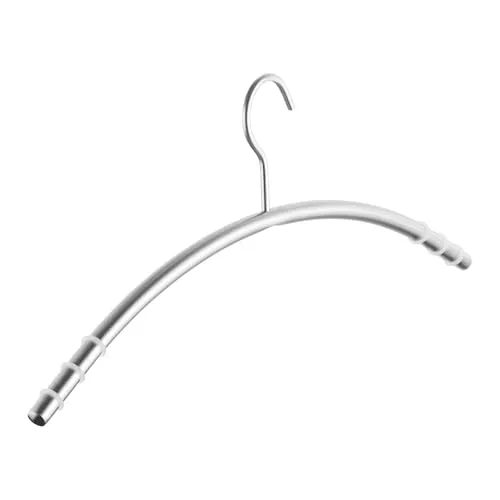 SOTECH Design Kleiderbügel Edelstahl SS201 mit Antirutsch-Ringen (Haken 360 Grad drehbar, Rundrohr Ø 12 mm x 433 mm, gebürstet) Garderobenbügel für Kleiderschränke und Garderoben