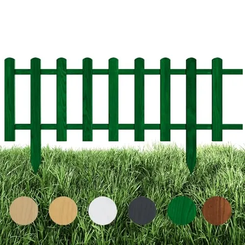 Floranica Beeteinfassung Steckzaun Zierzaun 30 cm x 100 cm Grün Gartenzaun aus Holz Dekozaun Lattenzaun Rasenkante imprägniert Umzäunung für Garten Wege Beeten