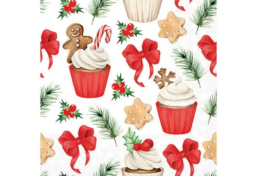 Ambiente Luxury Paper Products Papierserviette, Servietten Papier 33x33cm 3-lagig mit Weihnachtsgebäck Motiv 20 Stk.
