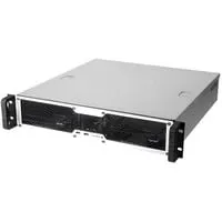 RM24100-L Server-Gehäuse, silber/schwarz, 2 Höheneinheiten - ATX-Gehäuse mit vielseitigen Einbauschächten für optimale Hardware-Anpassung und effiziente Kühlung.