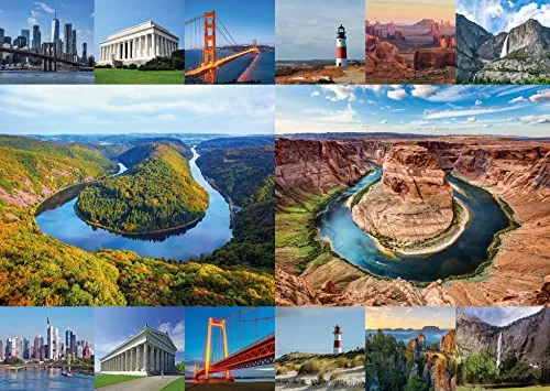 Starnberger Spiele - Nah und Fern - Puzzle mit 1000 Teilen - Sonderedition Deutschland und USA - für Kinder und Erwachsene