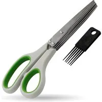 Chefkoch trifft Fackelmann Kräuterschere 10 Klingen - Küchenscheren mit 10 scharfen Klingen, ideal zum schnellen Zerkleinern von Kräutern für köstliche Rezepte. Ergonomischer Griff und einfache Reinigung sorgen für Komfort und Nachhaltigkeit.