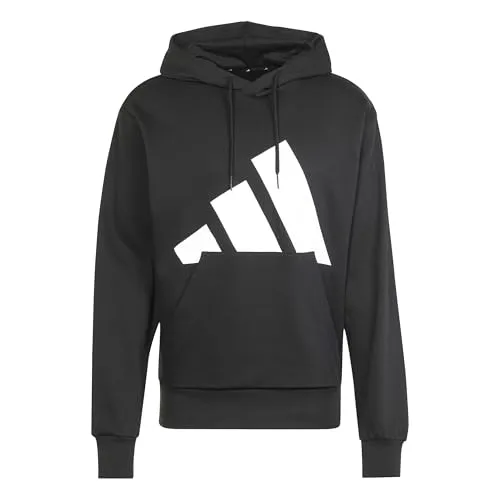 adidas Herren Essentials Big Logo Fleece Hoodie, Black/White, L - Herren-Sweatshirt mit verstellbarer Kapuze und Kängurutasche, ideal für lässige Looks und Komfort, aus recycelten Materialien hergestellt.