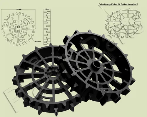 Antriebsräder 2er Set Offroad Profil für Worx Rasenmäher