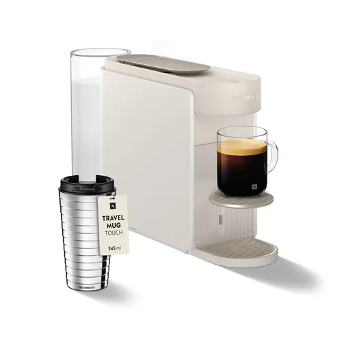 Nespresso DeLonghi Vertuo Up Pearl White + Travel Mug von De'Longhi