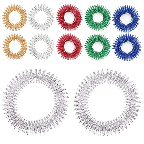 JZK 10 x Massage Ring + Handgelenk- und Finger-Massage-Ring, Chinesische Medizin, Anti Stress, Erwachsene, Wellnessmassage zur Entspannung