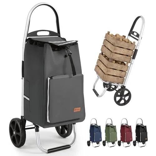 Sekey Faltbarer Aluminium Einkaufstrolley 25KG Tragkraft Grau
