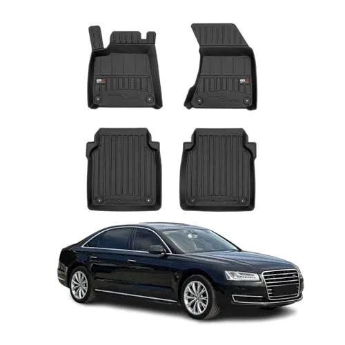 OMAC Auto-Fußmatten für Audi A8 D4 (2009-2018) | 4-teilig, Schwarz - Hochwertige TPE-Fußmatten für Audi A8 D4, wasserfest und rutschfest. Perfekte Passform und einfacher Einbau für optimalen Schutz bei jedem Wetter.
