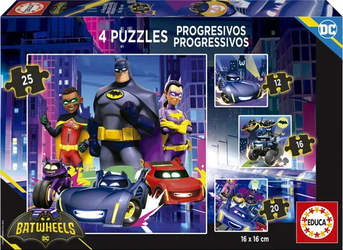 Educa - Puzzle 4v1 Progressive Puzzles Batwheels - 1-39 dielov