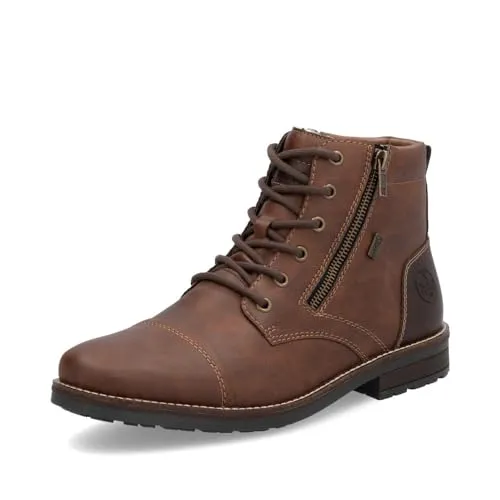 RIEKER Winterstiefelette Herren Gr. 45, dunkelbraun - Wanderschuhe aus Lederimitat, wasserabweisend und mit atmungsaktiver RiekerTEX-Membrane, ideal für winterliche Abenteuer.
