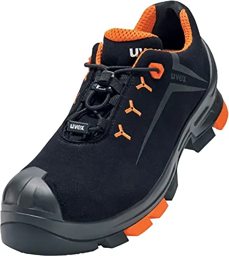 Uvex 2 Sicherheitshalbschuhe S3 SRC ESD - Orange-Schwarz, Größe 45 - Herren Industrie & Handwerk Schuhe, atmungsaktives Mikrovelours und ergonomische Passform für ganztägigen Komfort bei der Arbeit.