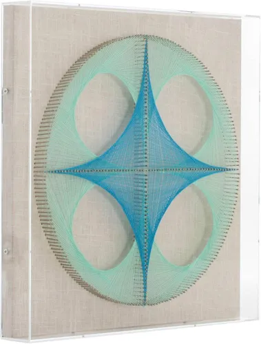 Kayoom Bild in Blau, quadratisch 45x45 cm - Sonstige Wanddekoration, stylisches Wandbild aus Metall und Textil, verleiht jedem Raum einen modernen Akzent.